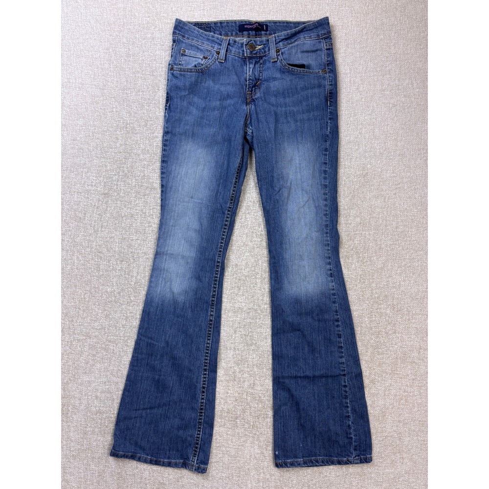 Levis Superlow 518 Jeans Womens 3M Medium Wash Blue Stretch Bootcut Denim
